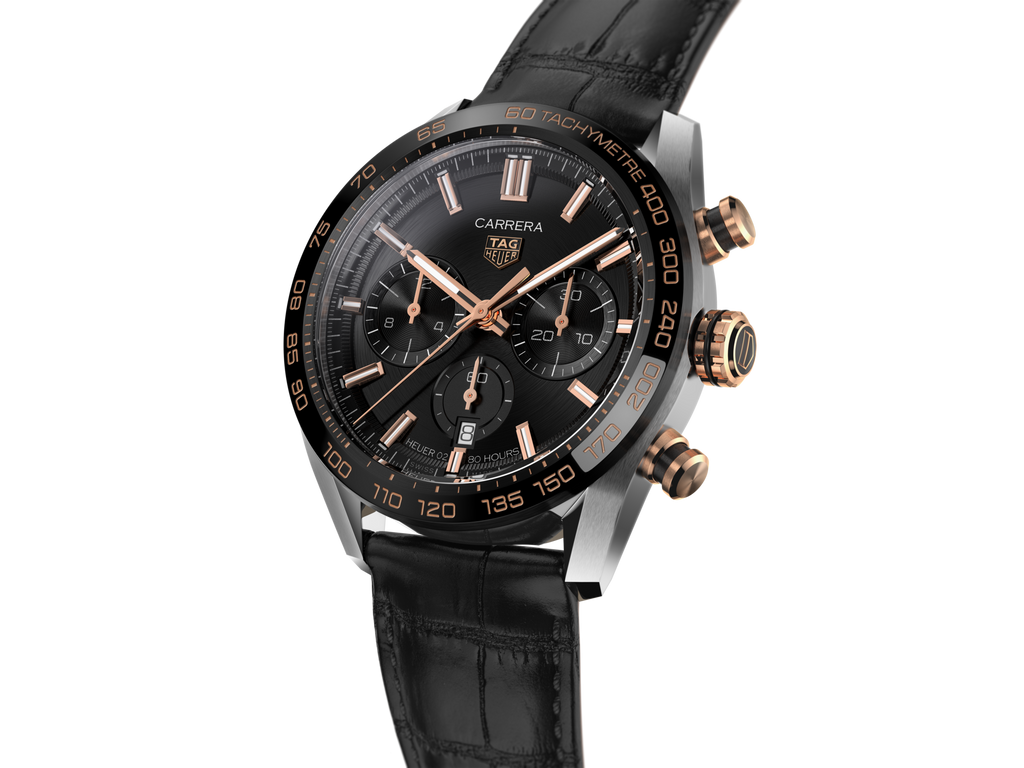 Tag Heuer Carrera Chronograph Black Dial Black Leather Strap Watch for Men - CBN2A5A.FC6481 Buy Now By Tag Heuer