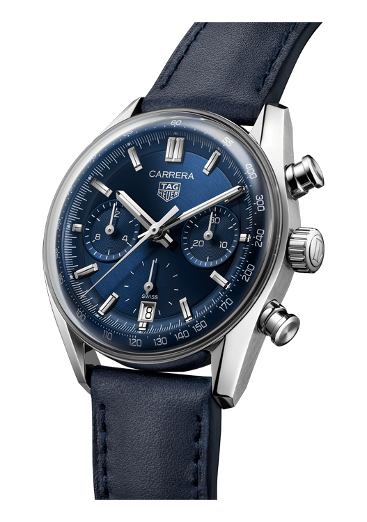 Tag Heuer Carrera Chronograph Blue Dial Blue Leather Strap Watch for Men - CBS2212.FC6535 Buy Now By Tag Heuer