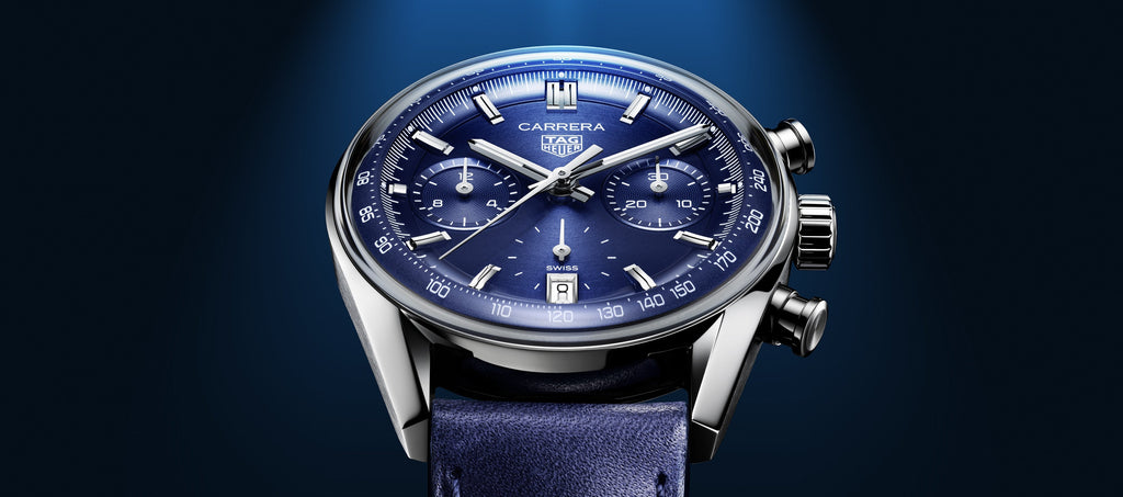 Tag Heuer Carrera Chronograph Blue Dial Blue Leather Strap Watch for Men - CBS2212.FC6535 Buy Now By Tag Heuer