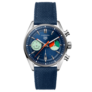 Tag Heuer Carrera Skipper Automatic Chronograph Blue Dial Blue Nylon Strap Watch for Men - CBS2213.FN6002 Buy Now By Tag Heuer