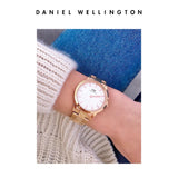 Daniel Wellington Iconic Link White Dial Rose Gold Steel Strap Watch For Women - DW00100209