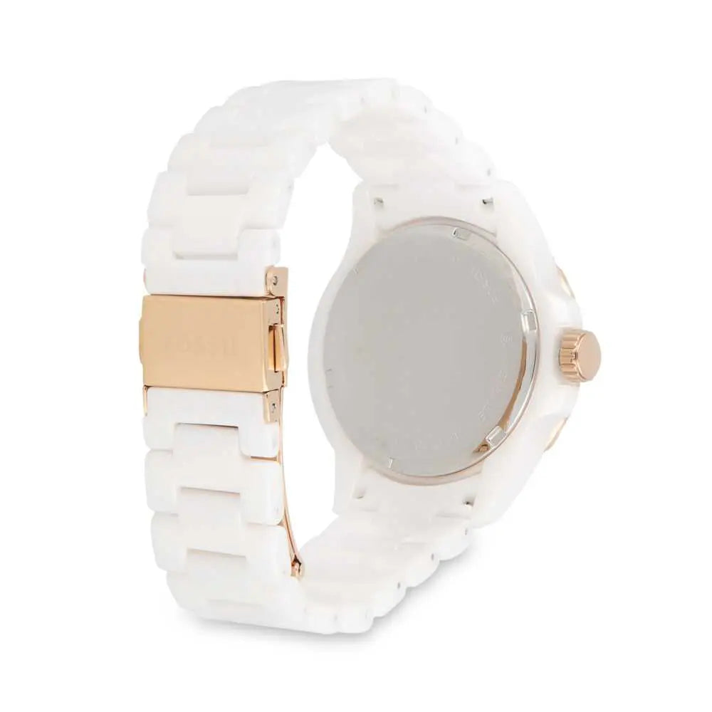 Fossil FB-01 Analog White Dial White Ceramic Strap Watch for Women - CE1107 Buy Now By Fossil