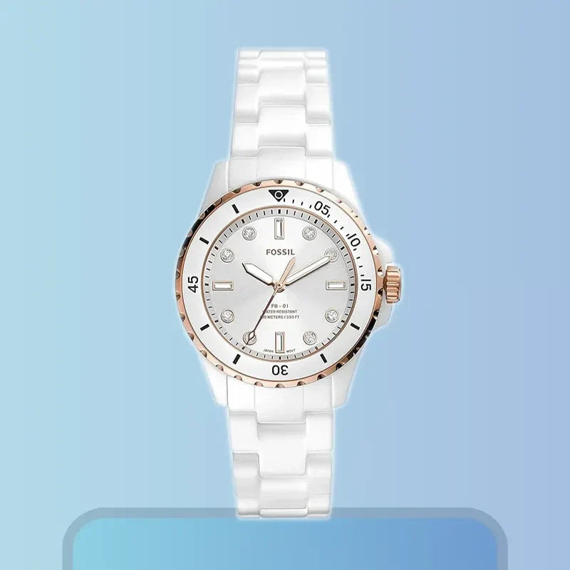 Fossil FB-01 Analog White Dial White Ceramic Strap Watch for Women - CE1107 Buy Now By Fossil