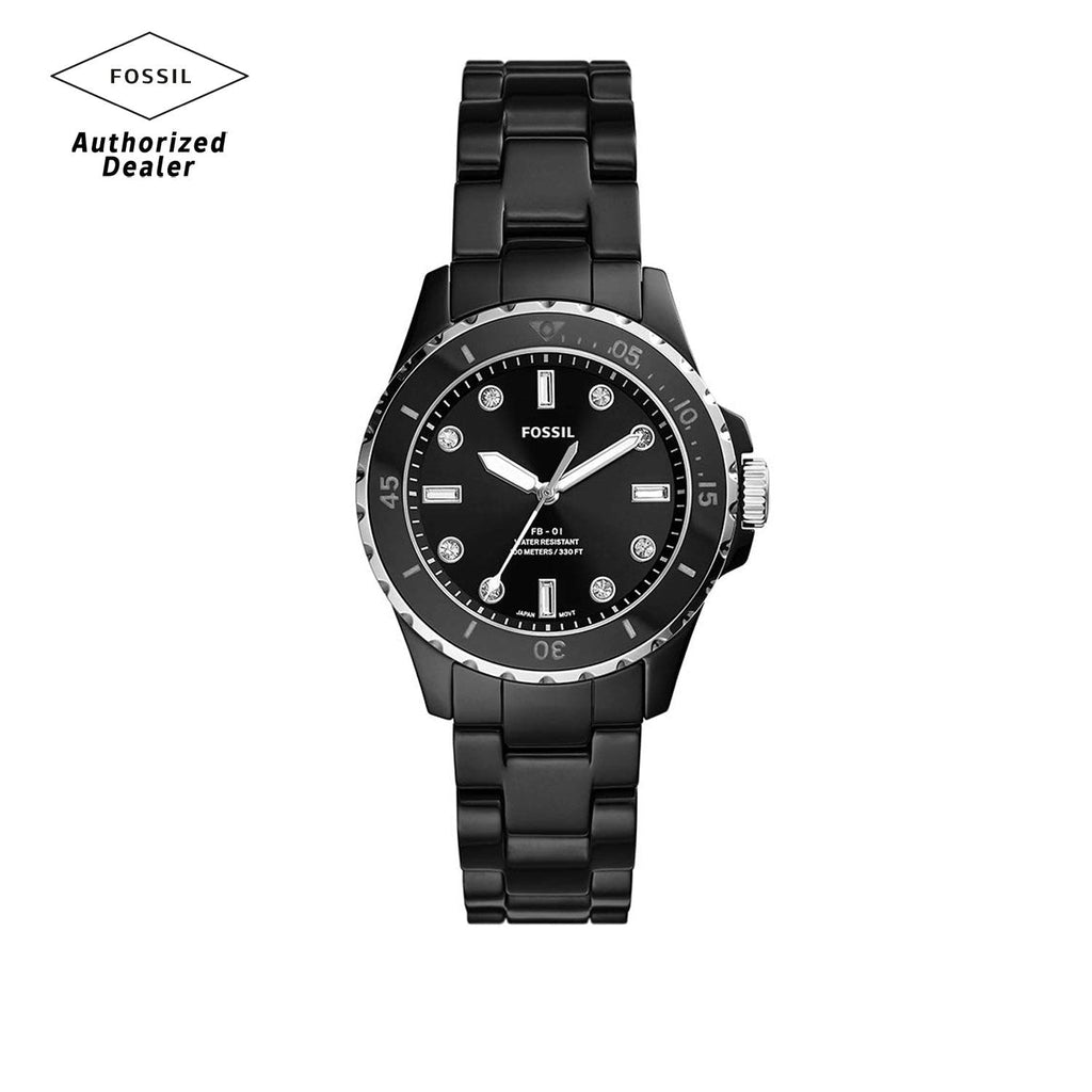 Fossil FB-01 Three-Hand Black Dial Black Ceramic Strap Watch for Women - CE1108 Buy Now By Fossil