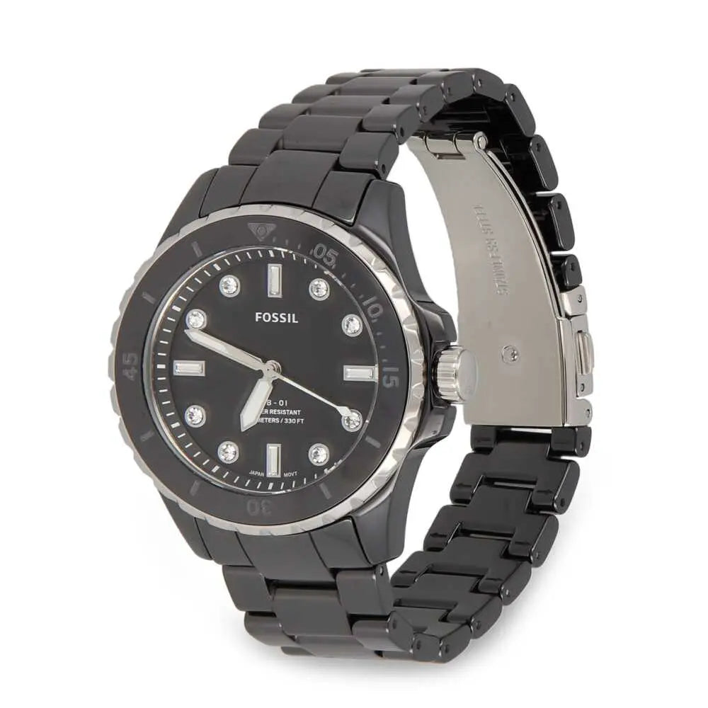 Fossil FB-01 Three-Hand Black Dial Black Ceramic Strap Watch for Women - CE1108 Buy Now By Fossil