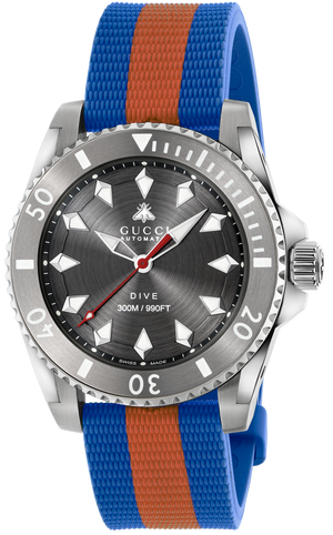 Gucci Dive Automatic Grey Dial Two Tone Rubber Strap Watch for Men - YA136352 Buy Now By Gucci