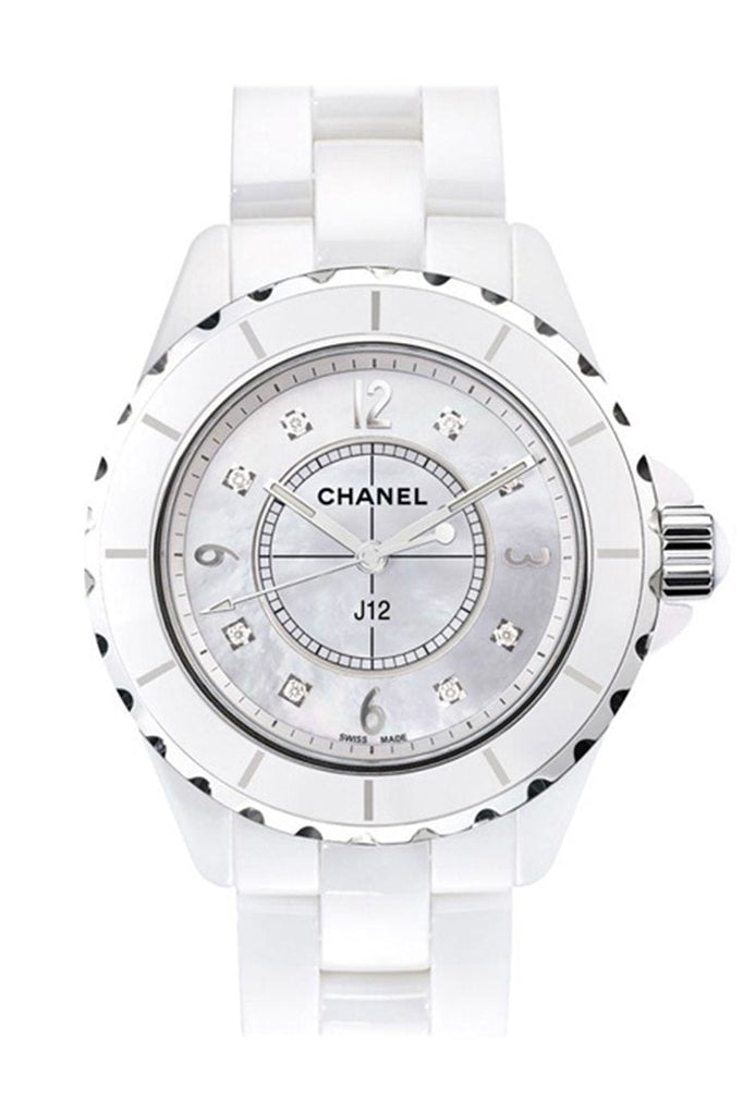 Chanel J12 Diamonds Quartz Ceramic White Dial White Steel Strap Watch for Women - J12 H2422 Buy Now By Chanel