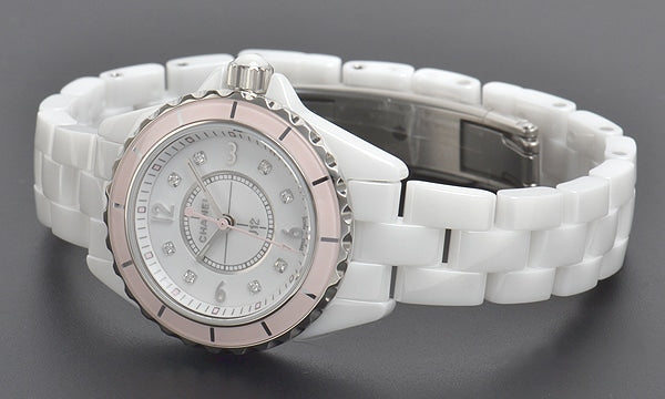 Chanel J12 Quartz Diamonds Ceramic White Dial White Steel Strap Watch for Women - J12 H4466 Buy Now By Chanel