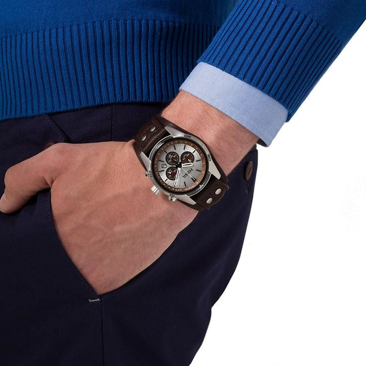 Fossil Coachman Chronograph Silver Dial Brown Leather Strap Watch for Men - CH2565 Buy Now By Fossil