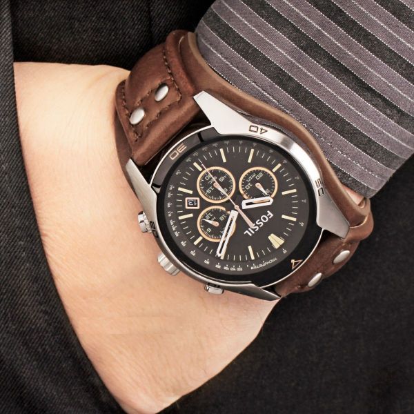 Fossil Coachman Chronograph Black Dial Brown Leather Strap Watch for Men - CH2891 Buy Now By Fossil