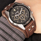 Fossil Coachman Chronograph Black Dial Brown Leather Strap Watch for Men - CH2891 Buy Now By Fossil