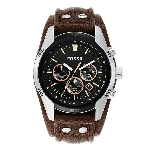 Fossil Coachman Chronograph Black Dial Brown Leather Strap Watch for Men - CH2891 Buy Now By Fossil