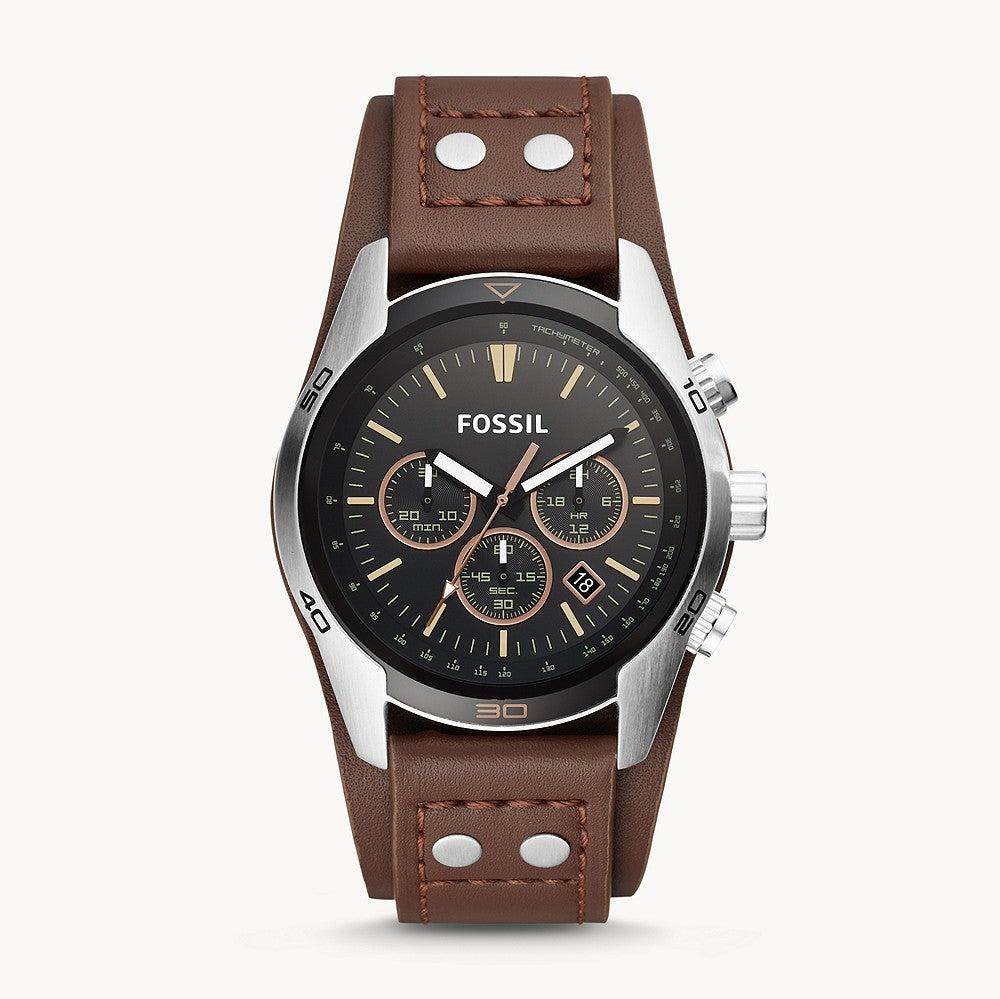 Fossil Coachman Chronograph Black Dial Brown Leather Strap Watch for Men - CH2891 Buy Now By Fossil