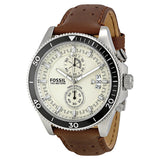 Fossil Wakefield Chronograph White Dial Brown Leather Strap Watch for Men - CH2943 Buy Now By Fossil