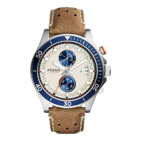 Fossil Wakefield Chronograph Cream Dial Brown Leather Strap Watch for Men - CH2951 Buy Now By Fossil