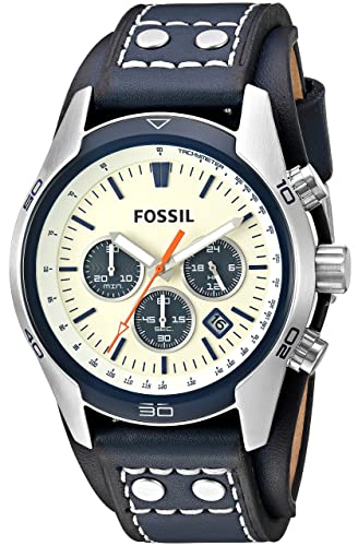Fossil Coachman Chronograph White Dial Blue Leather Strap Watch for Men - CH3051 Buy Now By Fossil
