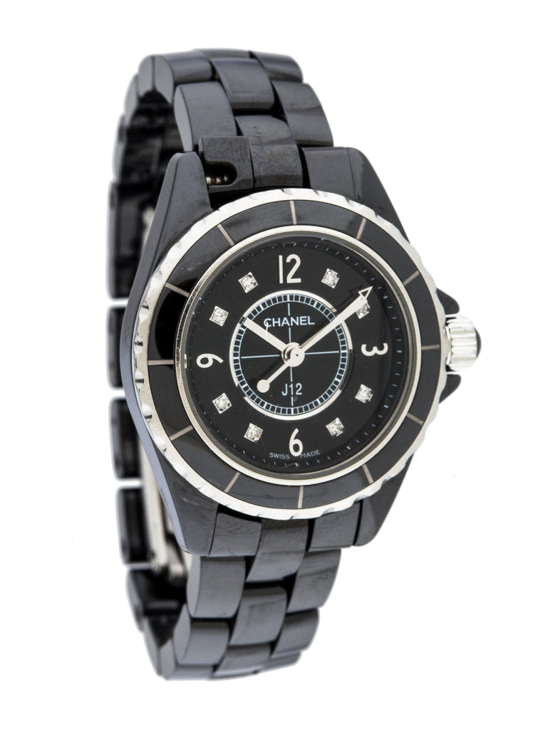 Chanel J12 Diamonds Black Dial Black Steel Strap Watch for Women - J12 H2569 Buy Now By Chanel