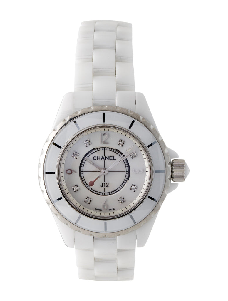 Chanel J12 Diamonds Quartz Ceramic White Dial White Steel Strap Watch for Women - J12 H2422 Buy Now By Chanel