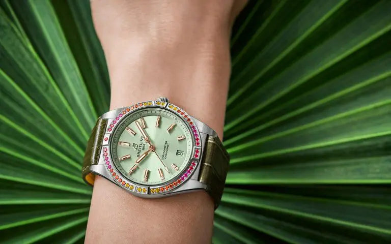 Breitling Chronomat Automatic 36 South Sea Green Dial Green Leather Strap Watch for Women - A10380611L1P1 Buy Now By Breitling