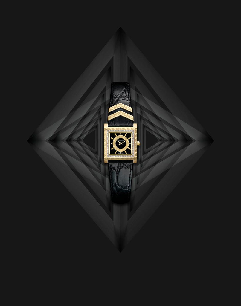 Versace VD-25 Diamonds Black Dial Black Leather Strap Watch for Women - VQF020015 Buy Now By Versace