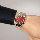 Citizen Tsuyosa Automatic Red Dial Silver Steel Strap Watch For Men - NJ0150-56W Buy Now By Citizen