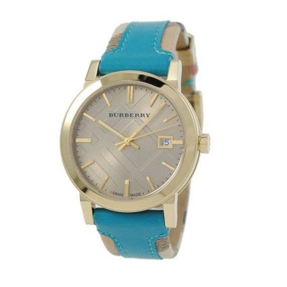 Burberry The City Gold Dial Blue Leather Strap Watch for Women - BU9018 Buy Now By Burberry
