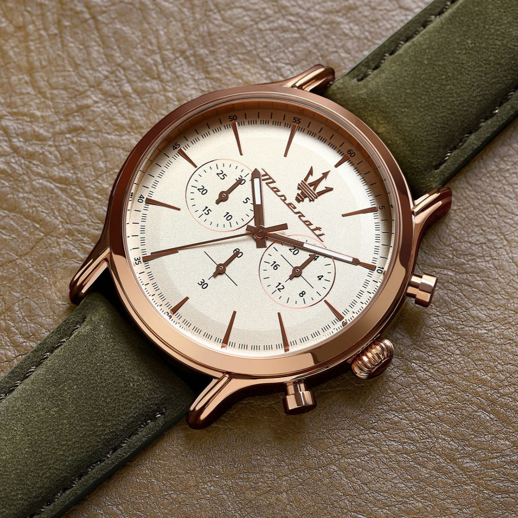 Maserati Epoca Chronograph White Dial Black Leather Strap Watch For Men - R8871618016 Buy Now By Maserati