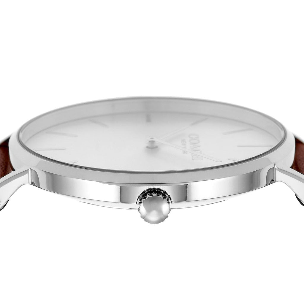 Coach Charles Silver Dial Brown Leather Strap Watch for Men - 14602152 Buy Now By Coach