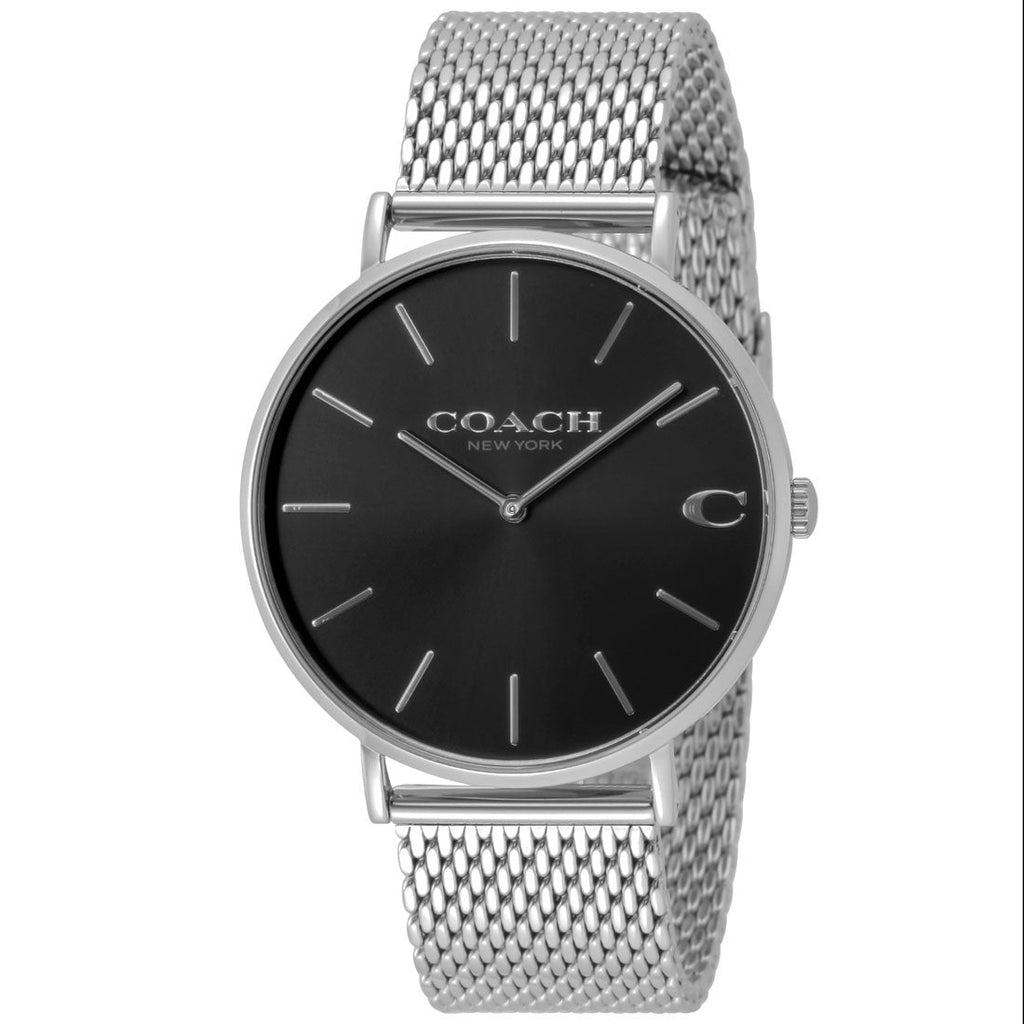Coach Charles Black Dial Silver Mesh Bracelet Watch for Men - 14602144 Buy Now By Coach