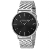 Coach Charles Black Dial Silver Mesh Bracelet Watch for Men - 14602144 Buy Now By Coach