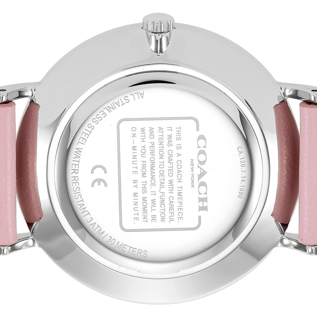 Coach Perry Silver Dial Pink Leather Strap Watch for Women - 14503516 Buy Now By Coach