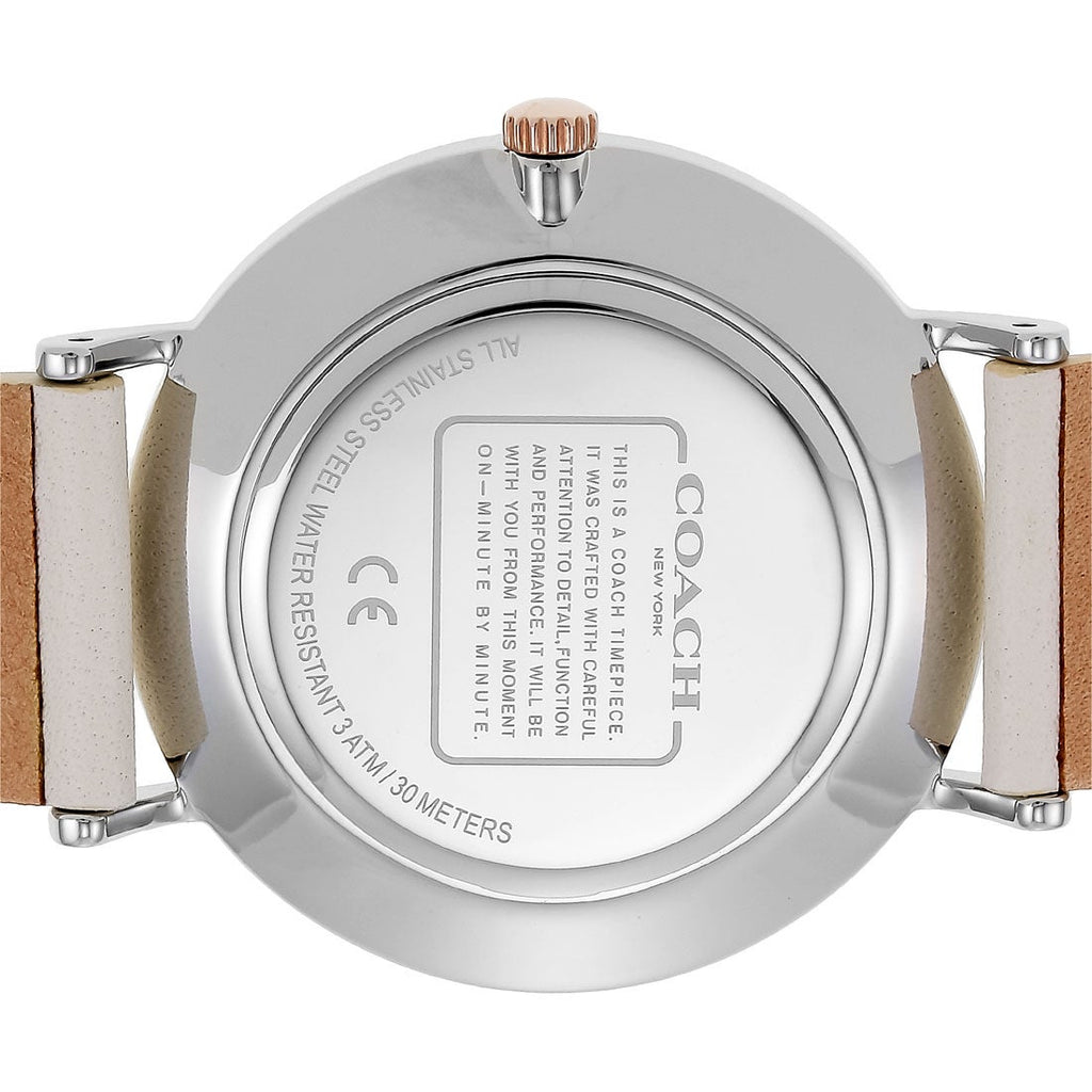 Coach Perry Blue Mother of Pearl Dial White Leather Strap Watch for Women - 14503270 Buy Now By Coach