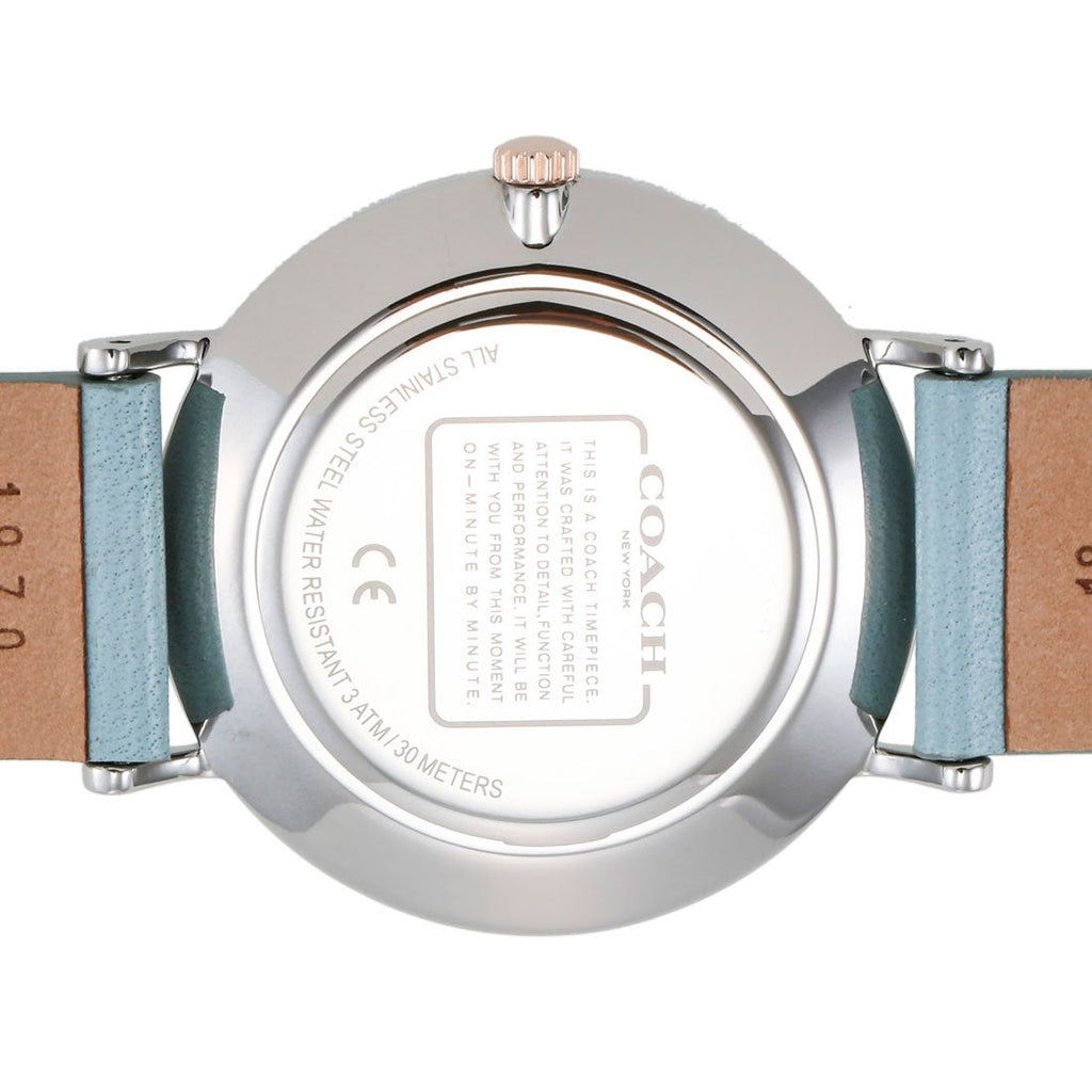 Coach Perry Mother of Pearl White Dial Blue Leather Strap Watch for Women - 14503271 Buy Now By Coach