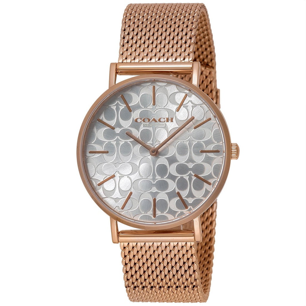 Coach Perry Silver Dial Rose Gold Mesh Bracelet Watch for Women - 14503386 Buy Now By Coach