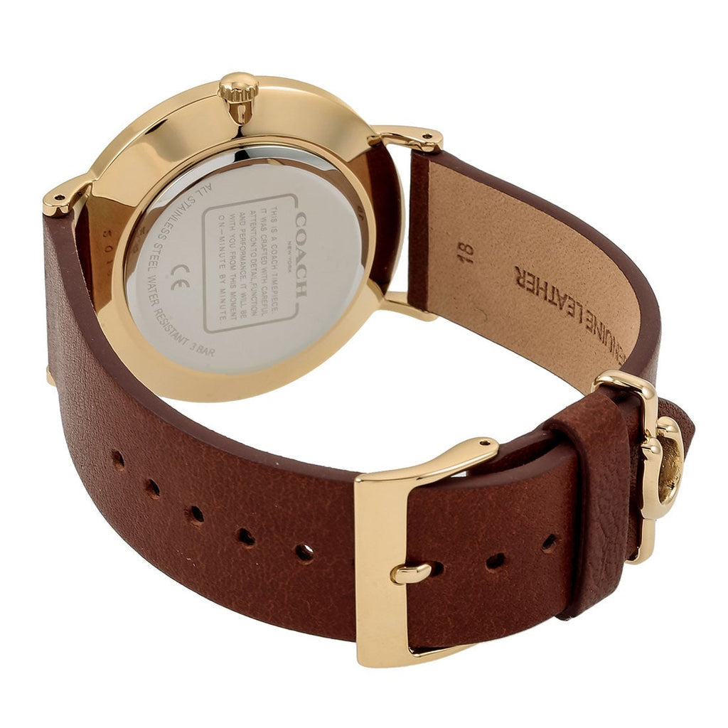 Coach Perry Analog Gold Dial Brown Leather Strap Watch for Women - 14503331-C Buy Now By Coach