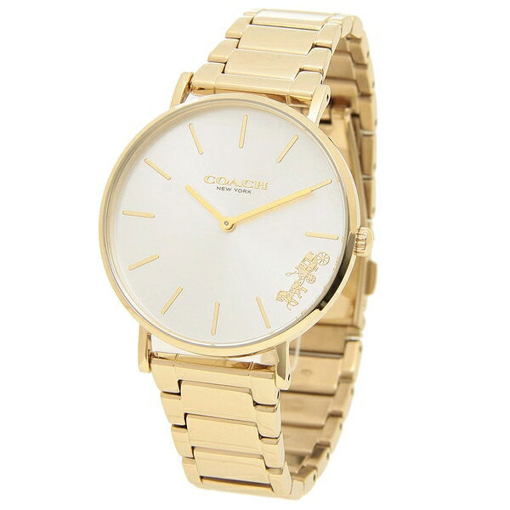 Coach Perry White Dial Gold Steel Strap Watch for Women - 14503345 Buy Now By Coach