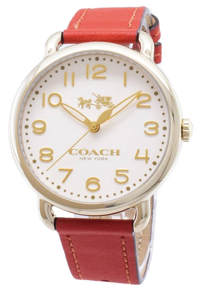Coach Delancey Ivory Dial Orange Leather Strap Watch for Women - 14502719 Buy Now By Coach