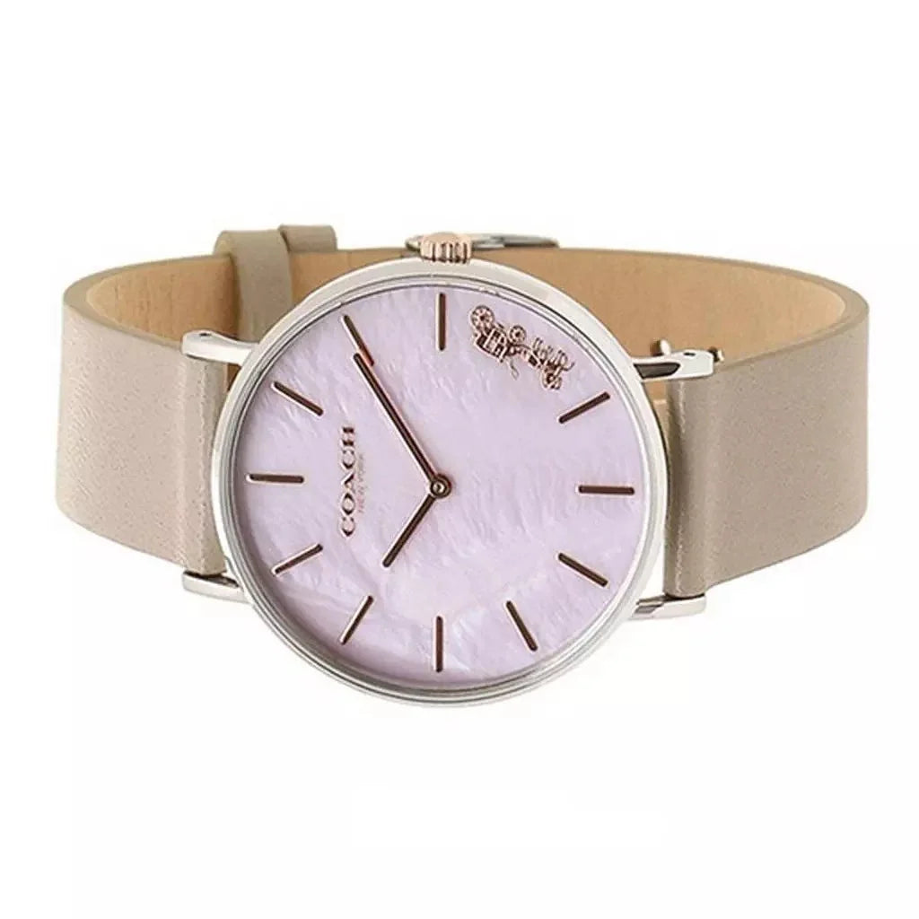 Coach Perry Mother of Pearl Dial Light Grey Leather Strap Watch for Women - 14503245 Buy Now By Coach