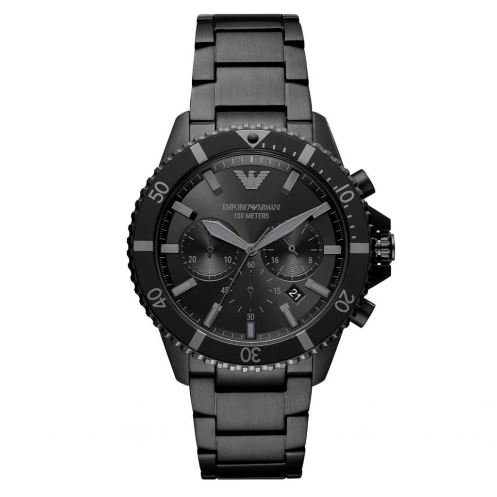 Emporio Armani Diver Chronograph Black Dial Black Steel Strap Watch For Men - AR11363 Buy Now By Emporio Armani