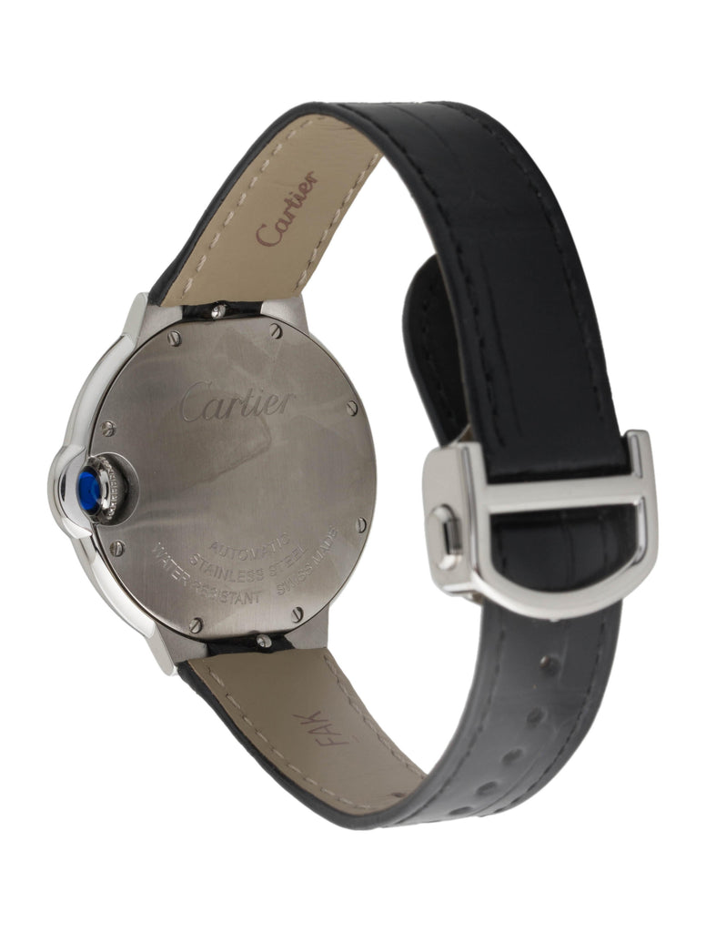 Cartier Ballon Bleu De Cartier Silver Dial Black Leather Strap Watch for Women - WSBB0030 Buy Now By Cartier