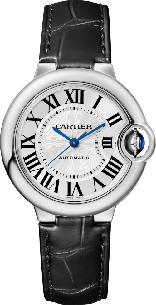 Cartier Ballon Bleu de Cartier Silver Dial Black Leather Strap Watch for Men - WSBB0026 Buy Now By Cartier