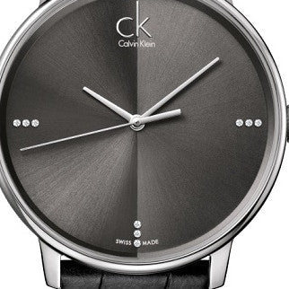 Calvin Klein Accent Black Dial Black Leather Strap Watch for Men - K2Y2X1CU Buy Now By Calvin Klein