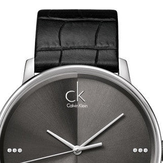 Calvin Klein Accent Black Dial Black Leather Strap Watch for Men - K2Y2X1CU Buy Now By Calvin Klein