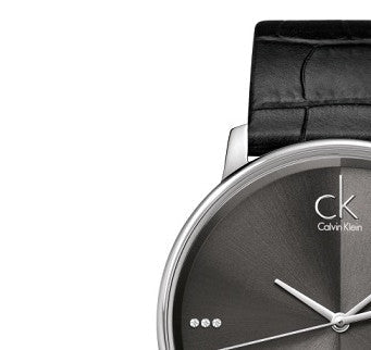 Calvin Klein Accent Black Dial Black Leather Strap Watch for Men - K2Y2X1CU Buy Now By Calvin Klein