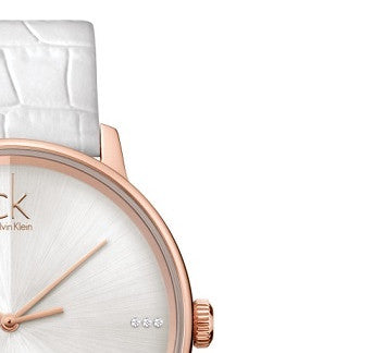 Calvin Klein Accent White Dial White Leather Strap Watch for Men - K2Y2X6KW Buy Now By Calvin Klein