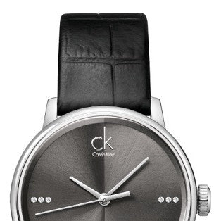 Calvin Klein Grey Dial Black Leather Strap Watch for Women - K2Y2Y1CU Buy Now By Calvin Klein