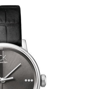 Calvin Klein Grey Dial Black Leather Strap Watch for Women - K2Y2Y1CU Buy Now By Calvin Klein