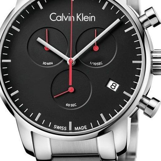 Calvin Klein City Chronograph Black Dial Silver Steel Strap Watch for Men - K2G27141 Buy Now By Calvin Klein