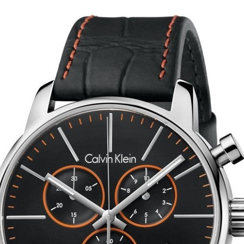Calvin Klein City Chronograph Black Dial Black Leather Strap Watch for Men - K2G271C1 Buy Now By Calvin Klein