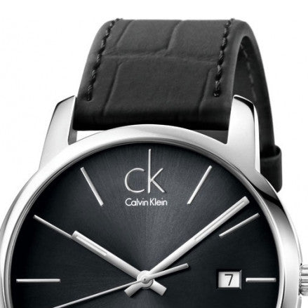 Calvin Klein City Quartz Black Dial Black Leather Strap Watch for Men - K2G2G1C3 Buy Now By Calvin Klein